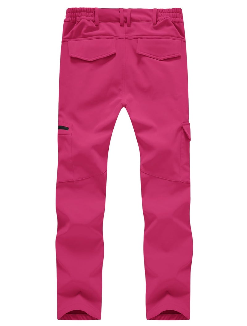 Gopune Women's Snow Ski Waterproof Softshell Snowboard Pants Outdoor Hiking Fleece Lined (Rose Red,L) - Image 2
